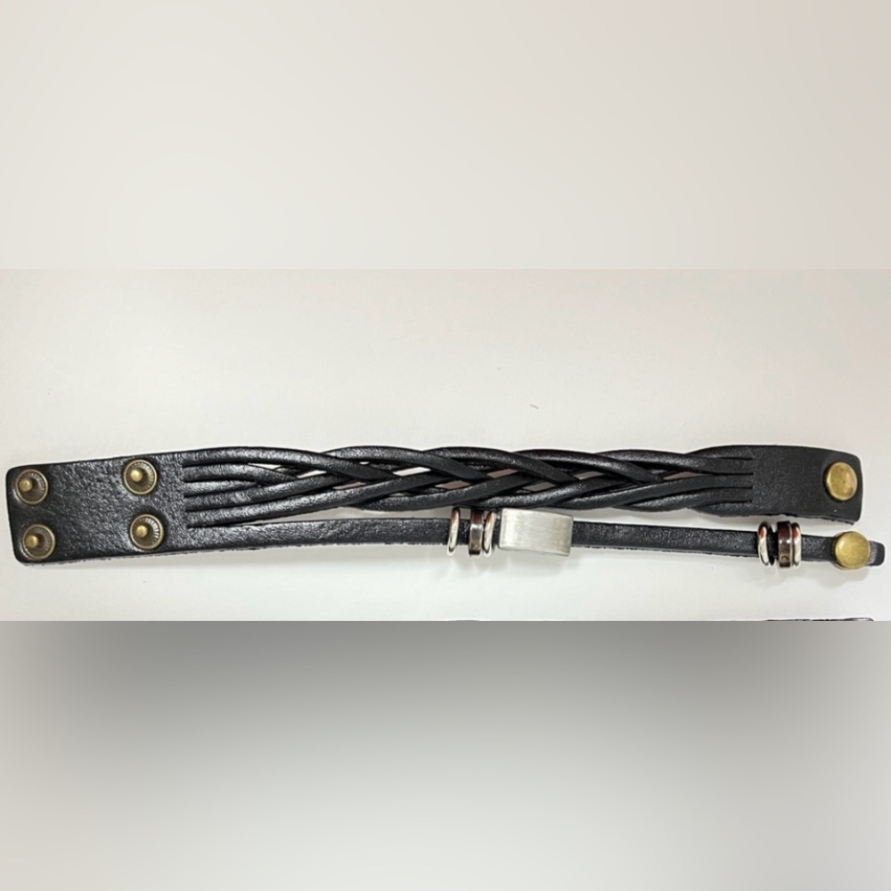 Black Genuine leather bracelet 8.25” length